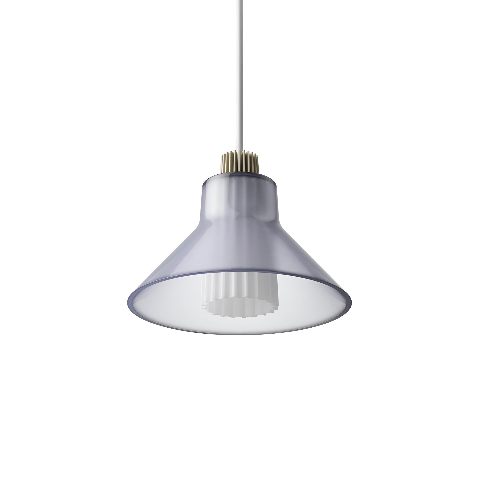 Ample Pendant: Large + Long Fluted + Frosted Smoked + Heritage Cream + Stem Mount
