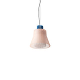 Ample Pendant: Small + Short Fluted + Frosted Blush + Cobalt + Cable Suspension
