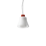 Ample Pendant: Small + Short Fluted + Frosted + Vermilion + Cable Suspension