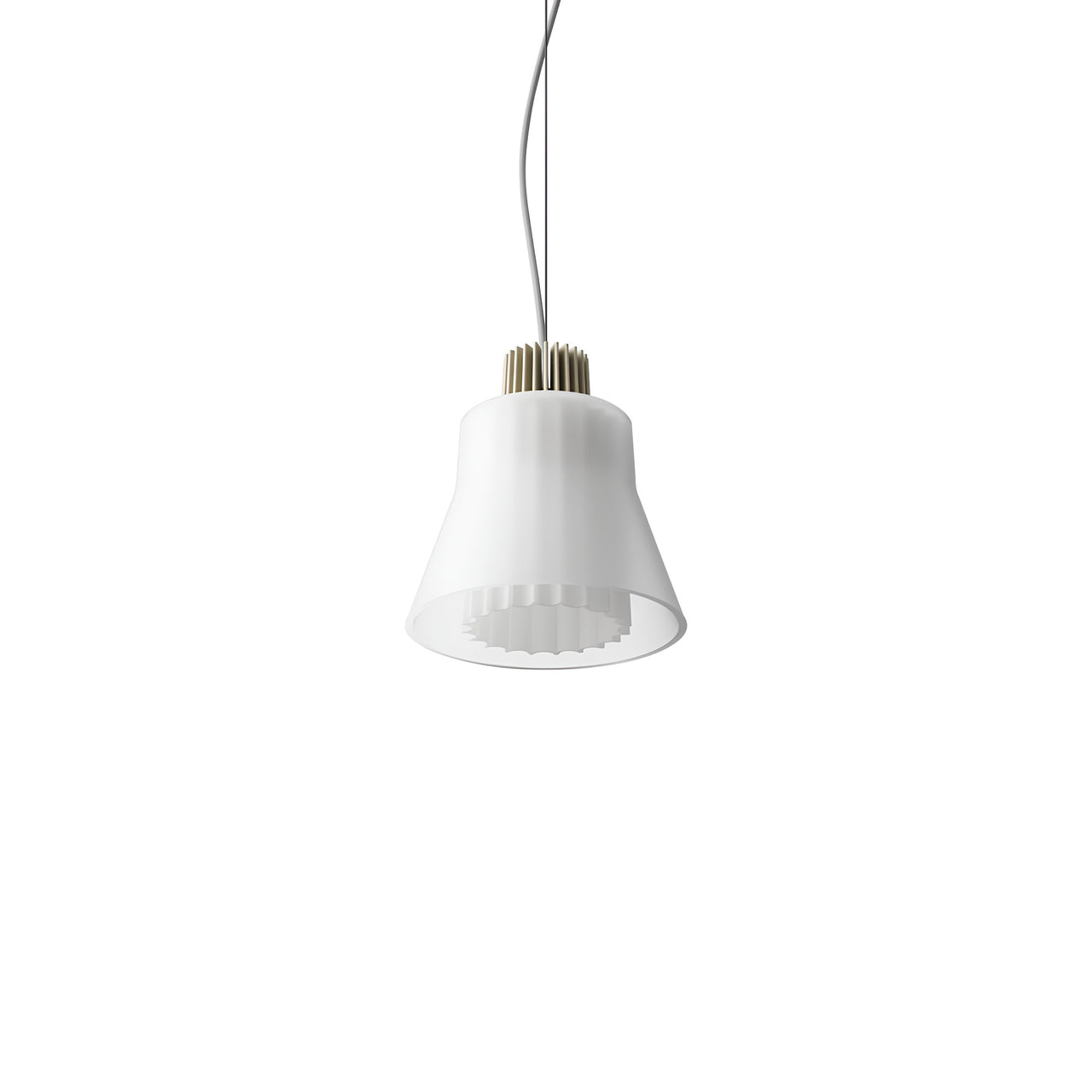 Ample Pendant: Small + Short Fluted + Frosted + Heritage Cream + Cable Suspension