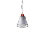 Ample Pendant: Small + Short Fluted + Frosted Smoked + Vermilion + Cable Suspension