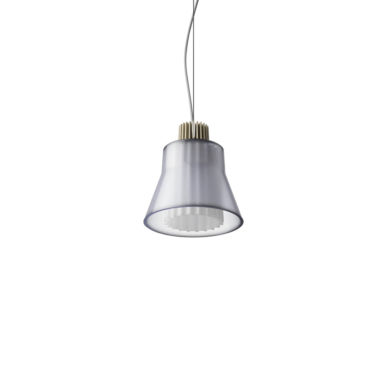 Ample Pendant: Small + Short Fluted + Frosted Smoked + Heritage Cream + Cable Suspension