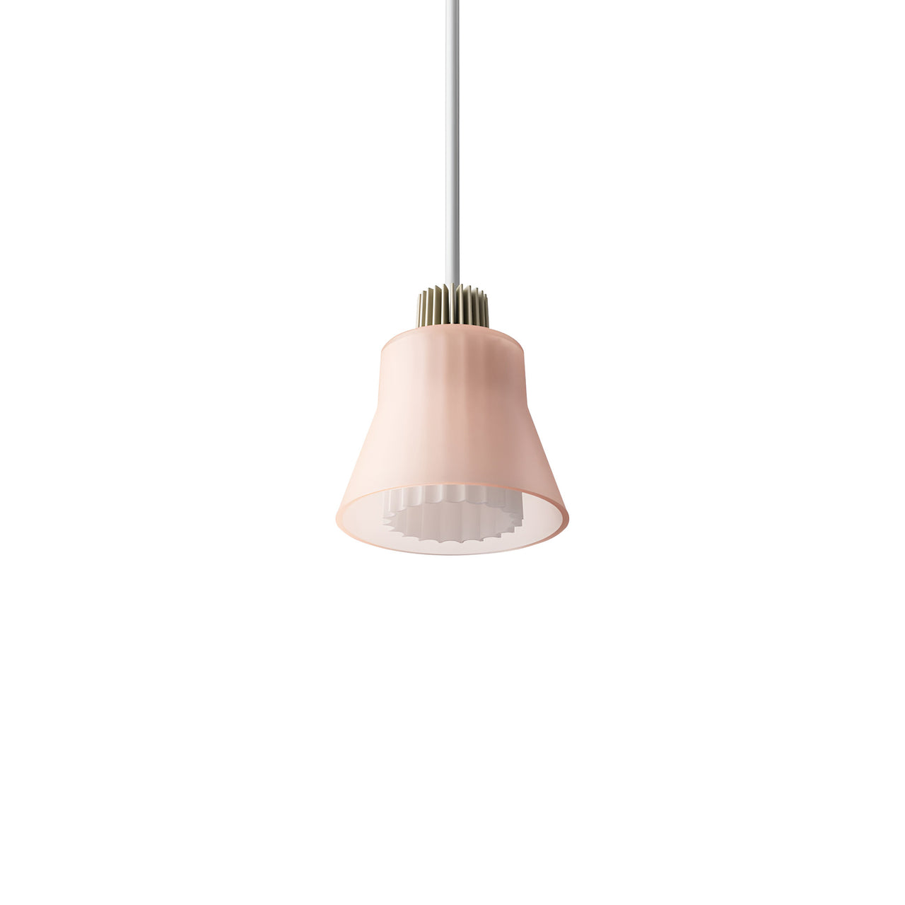 Ample Pendant: Small + Short Fluted + Frosted Blush + Heritage Cream + Stem Mount