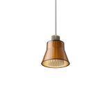 Ample Pendant: Small + Short Fluted + Caramel + Heritage Cream + Stem Mount