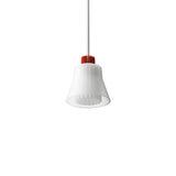 Ample Pendant: Small + Short Fluted + Frosted + Vermilion + Stem Mount