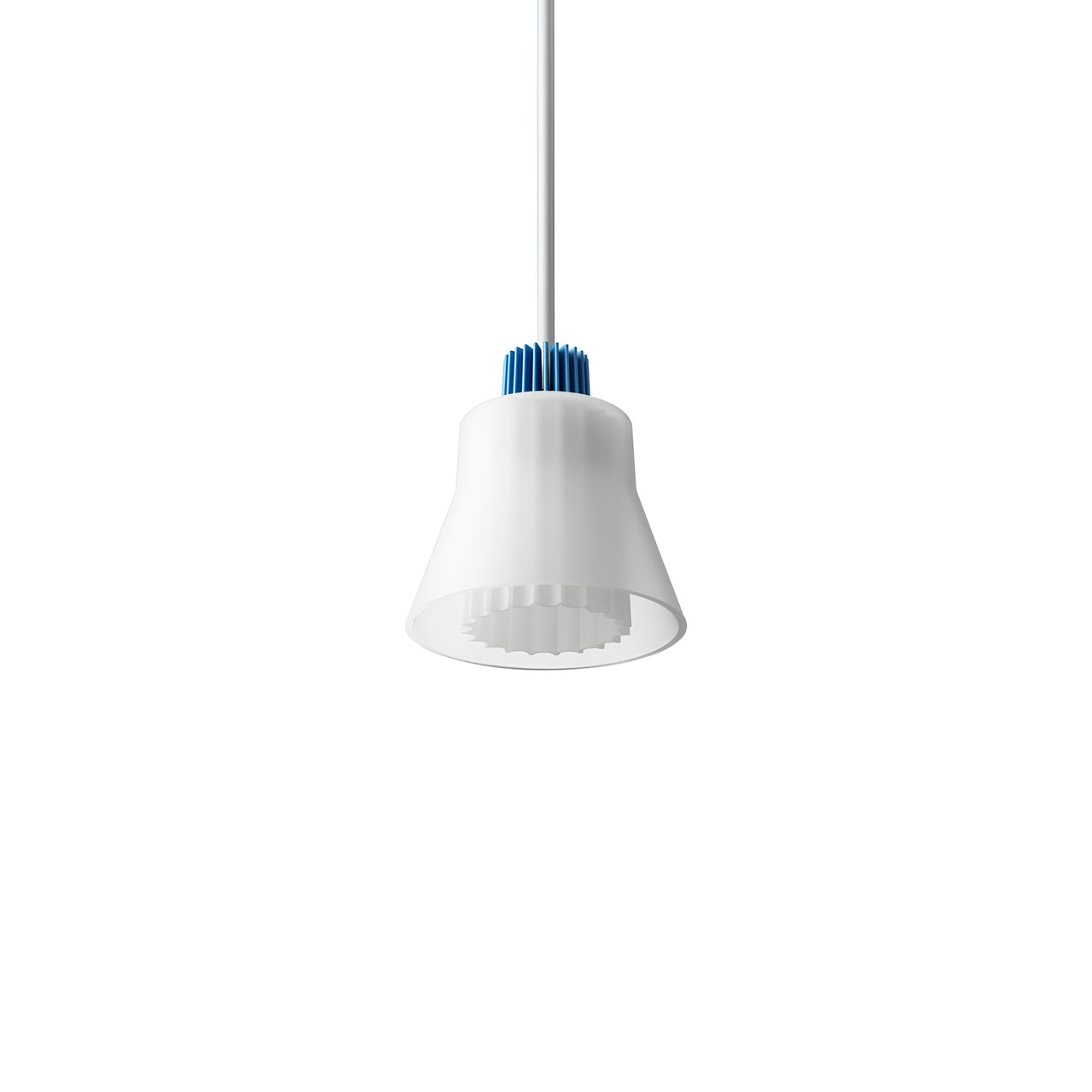 Ample Pendant: Small + Short Fluted + Frosted + Cobalt + Stem Mount