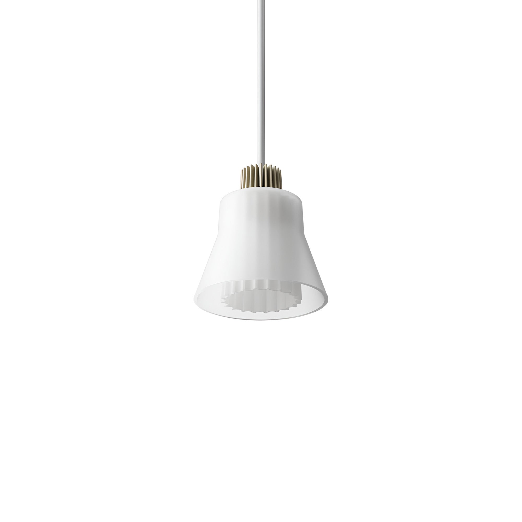Ample Pendant: Small + Short Fluted + Frosted + Heritage Cream + Stem Mount