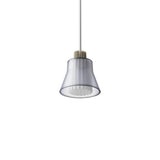 Ample Pendant: Small + Short Fluted + Frosted Smoked + Heritage cream + Stem Mount