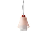 Ample Pendant: Small + Long Fluted + Frosted Blush + Vermilion + Cable Suspension