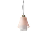 Ample Pendant: Small + Long Fluted + Frosted Blush + Heritage Cream + Cable Suspension