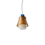 Ample Pendant: Small + Long Fluted + Caramel + Cobalt + Cable Suspension