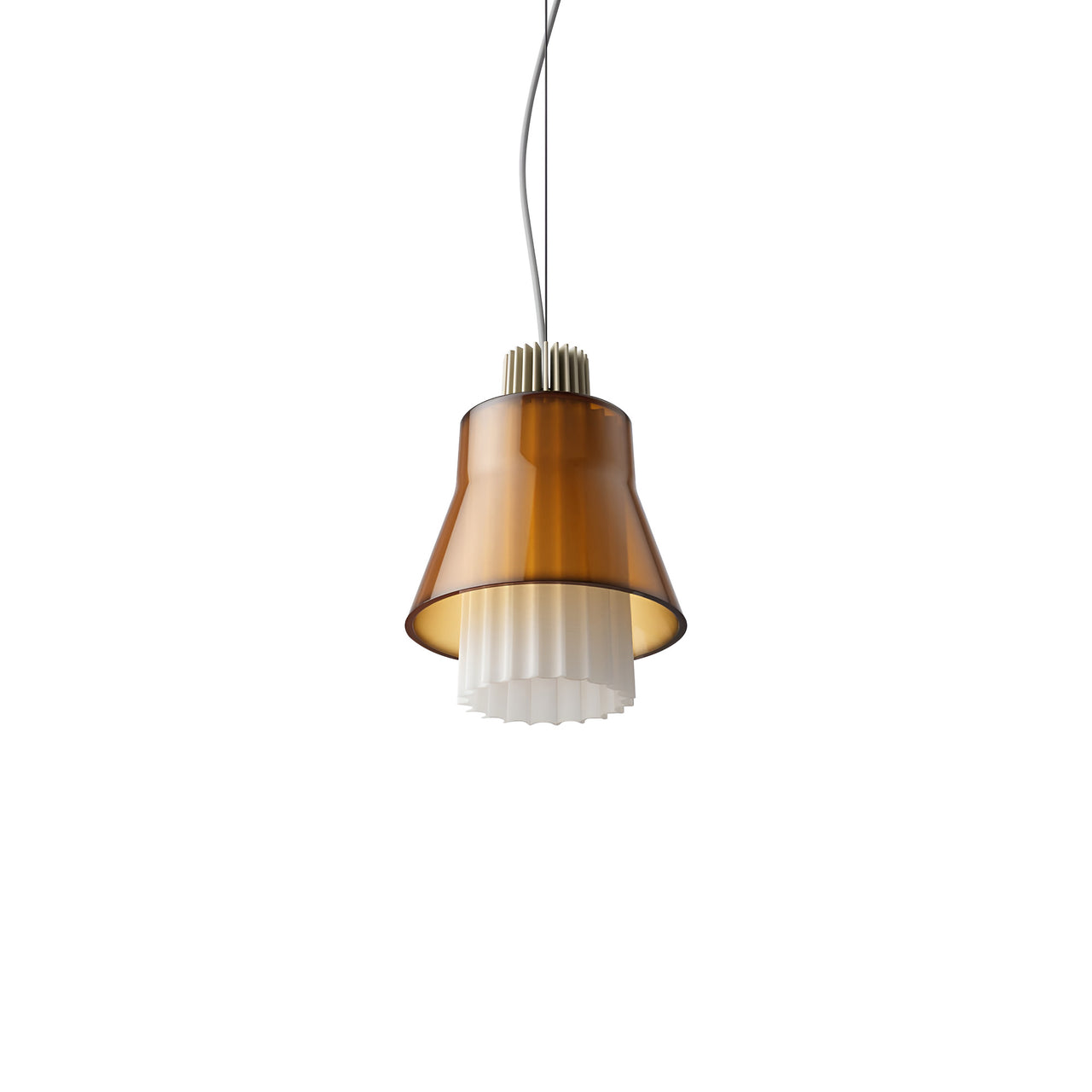 Ample Pendant: Small + Long Fluted + Caramel + Heritage Cream + Cable Suspension