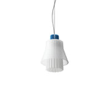 Ample Pendant: Small + Long Fluted + Frosted + Cobalt + Cable Suspension