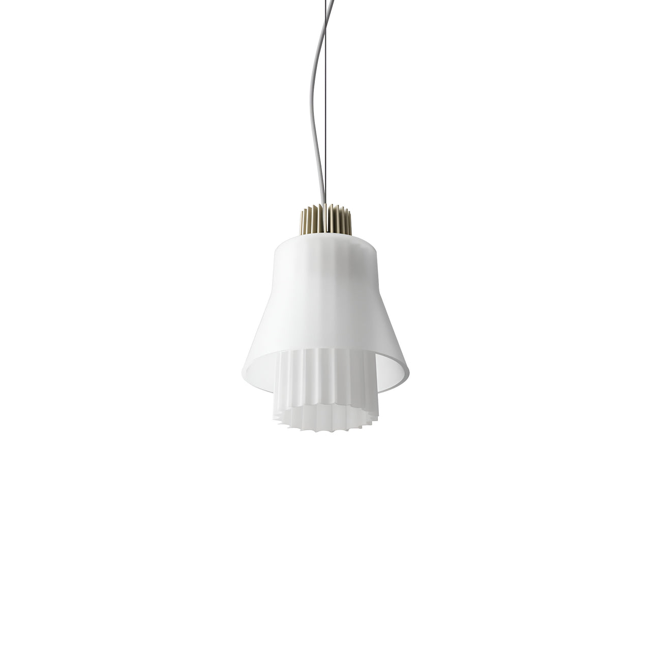 Ample Pendant: Small + Long Fluted + Frosted + Heritage Cream + Cable Suspension