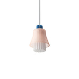 Ample Pendant: Small + Long Fluted + Frosted Blush + Cobalt + Stem Mount