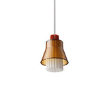 Ample Pendant: Small + Long Fluted + Caramel + Vermilion + Stem Mount