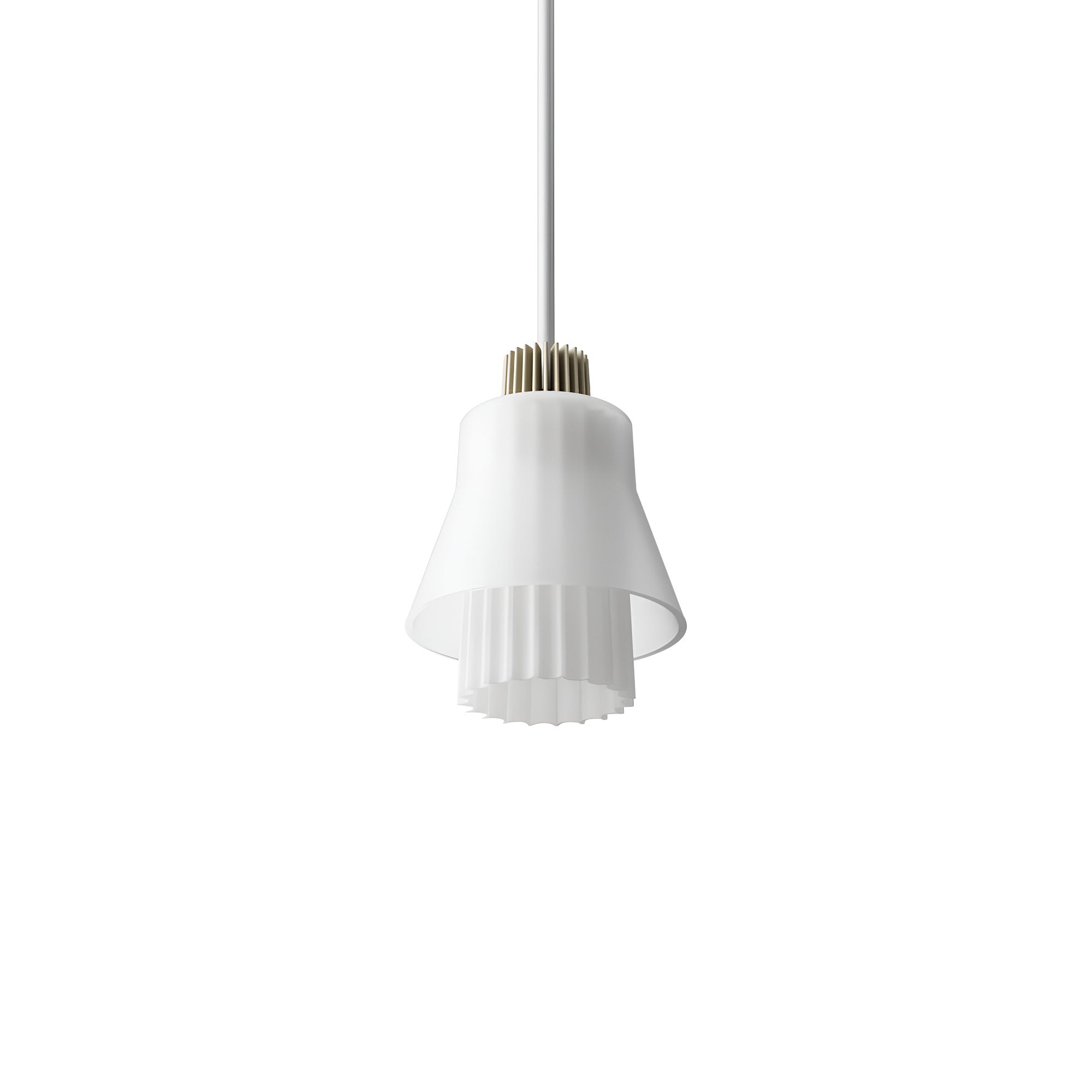 Ample Pendant: Small + Long Fluted + Frosted + Heritage Cream+ Stem Mount