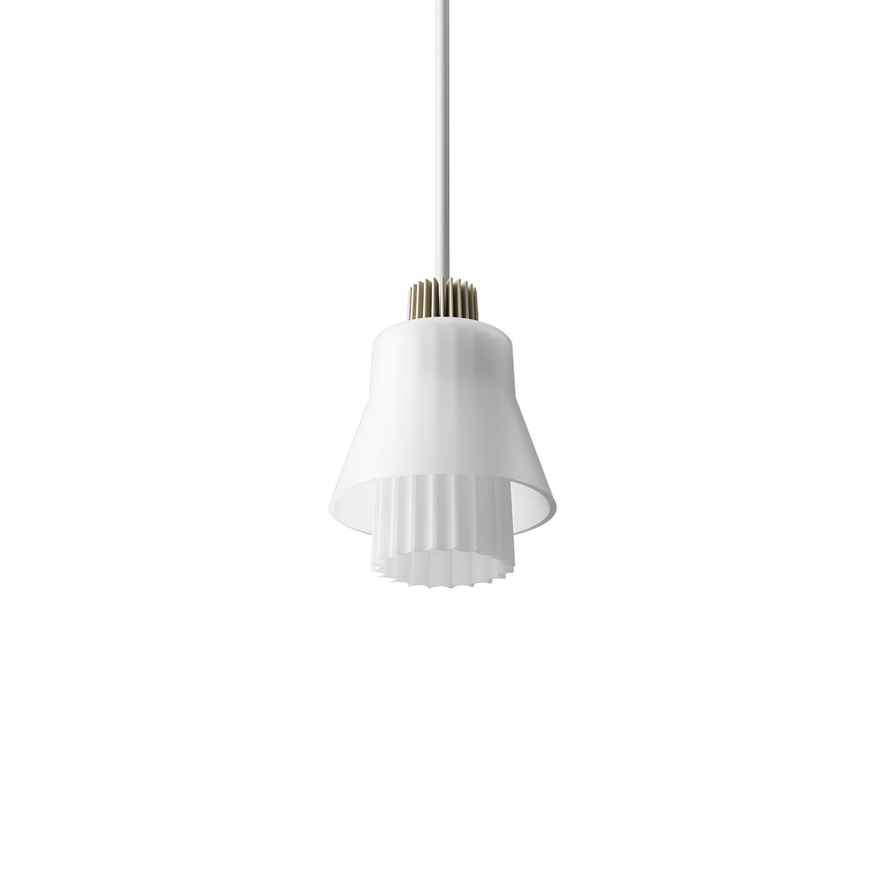 Ample Pendant: Small + Long Fluted + Frosted + Heritage Cream+ Stem Mount