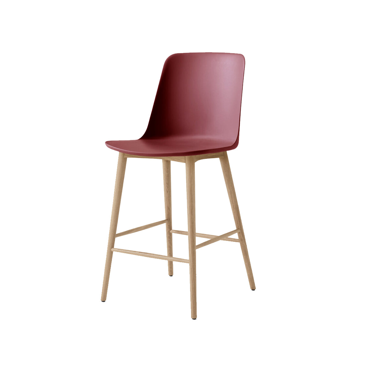 Rely Bar + Counter Highback Stool HW133 + HW128 + Counter (HW128) + Red Brown + Oak