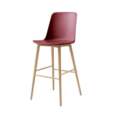 Rely Bar + Counter Highback Stool HW133 + HW128 + Bar (HW133) + Red Brown + Oak