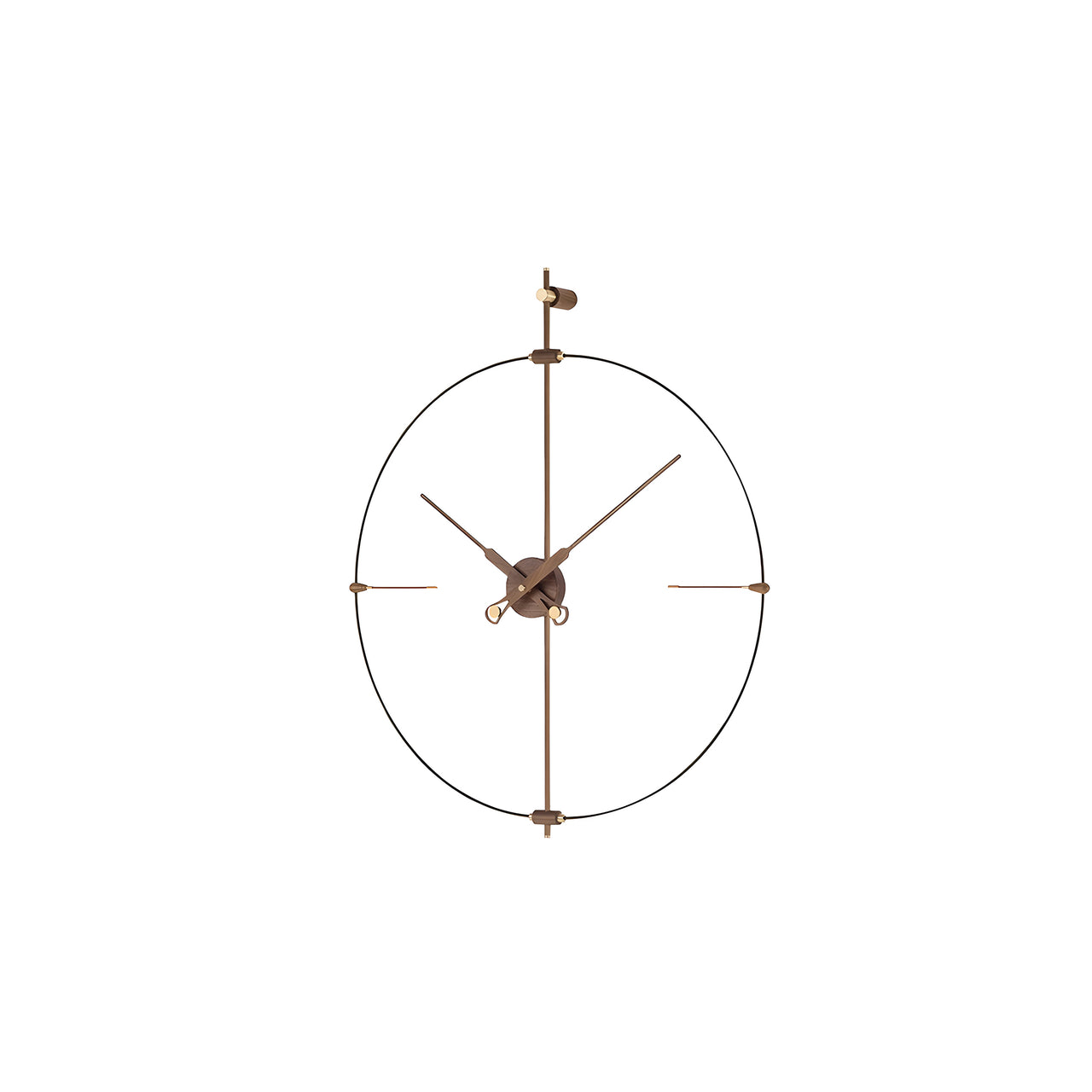 Mini Bilbao Premium Wall Clock: Black Fiberglass + Walnut