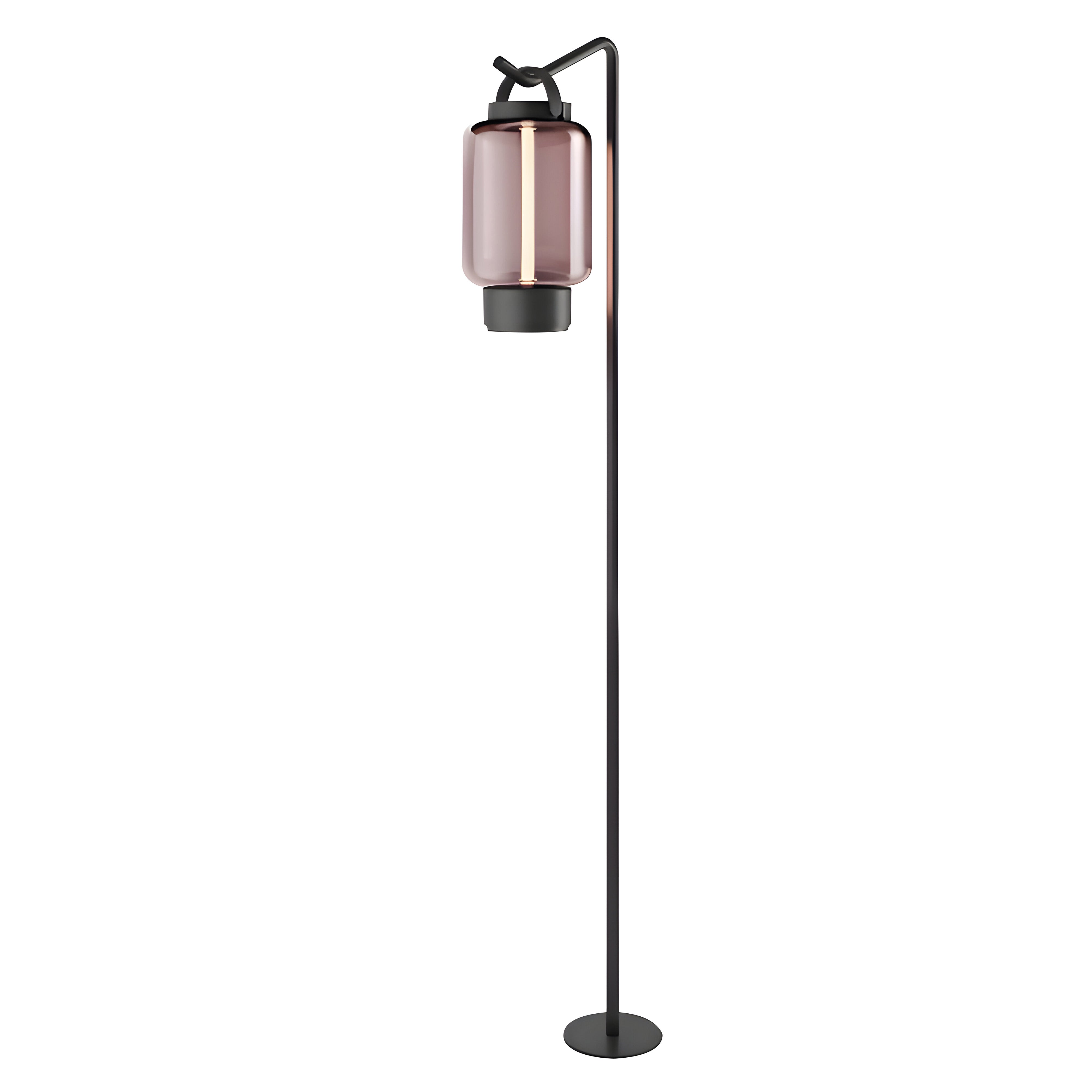 Qu Floor Light: Jet Black + Rose Glass