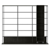 Literatura Open Shelf: Composition 5 + Dark Grey Stained Oak + With Glider Shelf