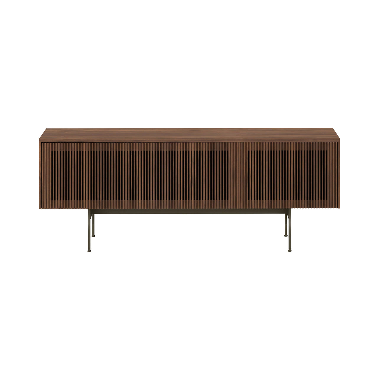 Malmö Technic Sideboard: Small + Dark Stained Walnut  + Bronze + Composition 3