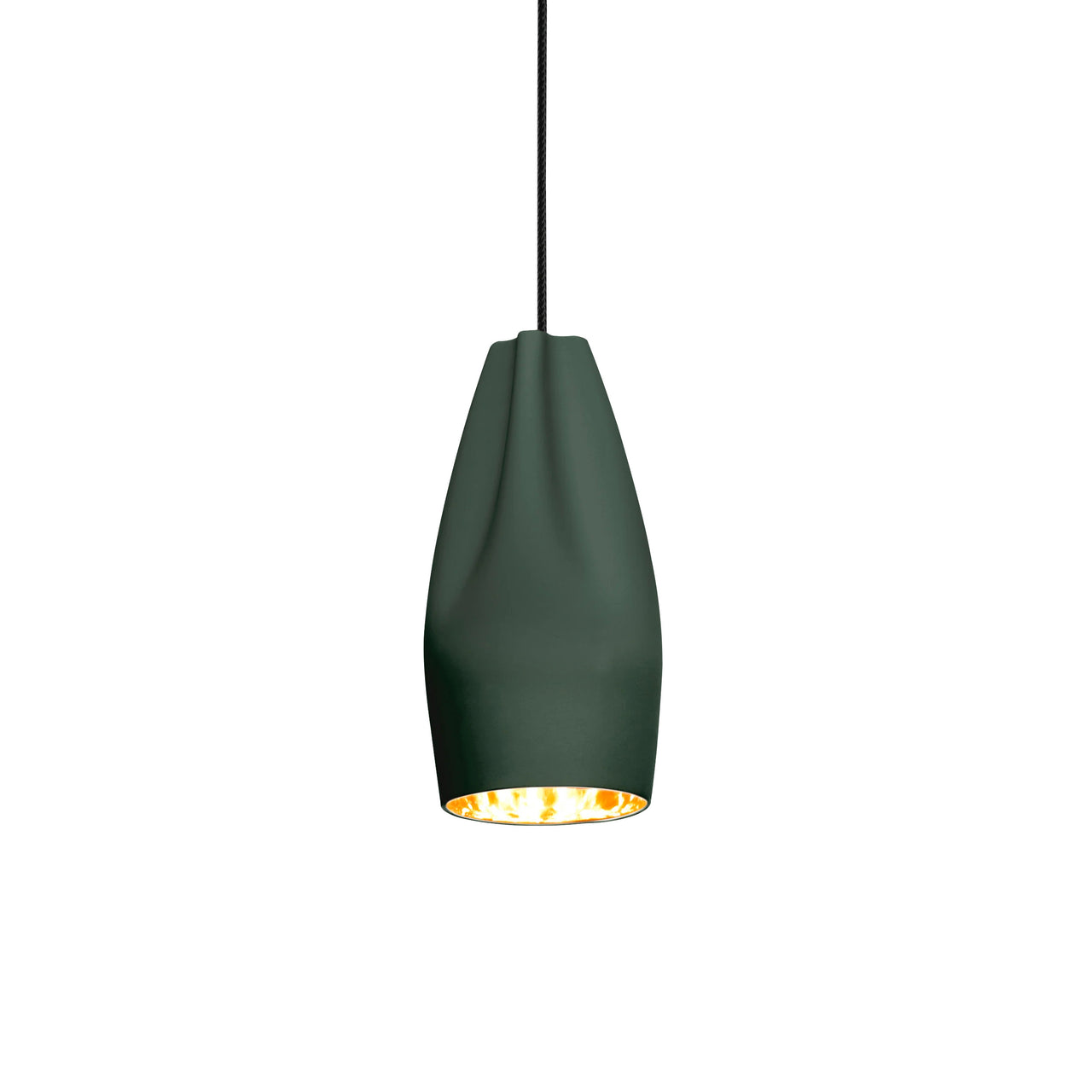 Pleat Box 13 Pendant Light: Dark Green + Gold