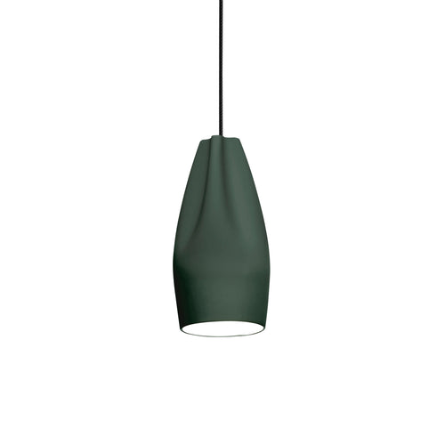 Pleat Box 13 Pendant Light: Dark Green + White