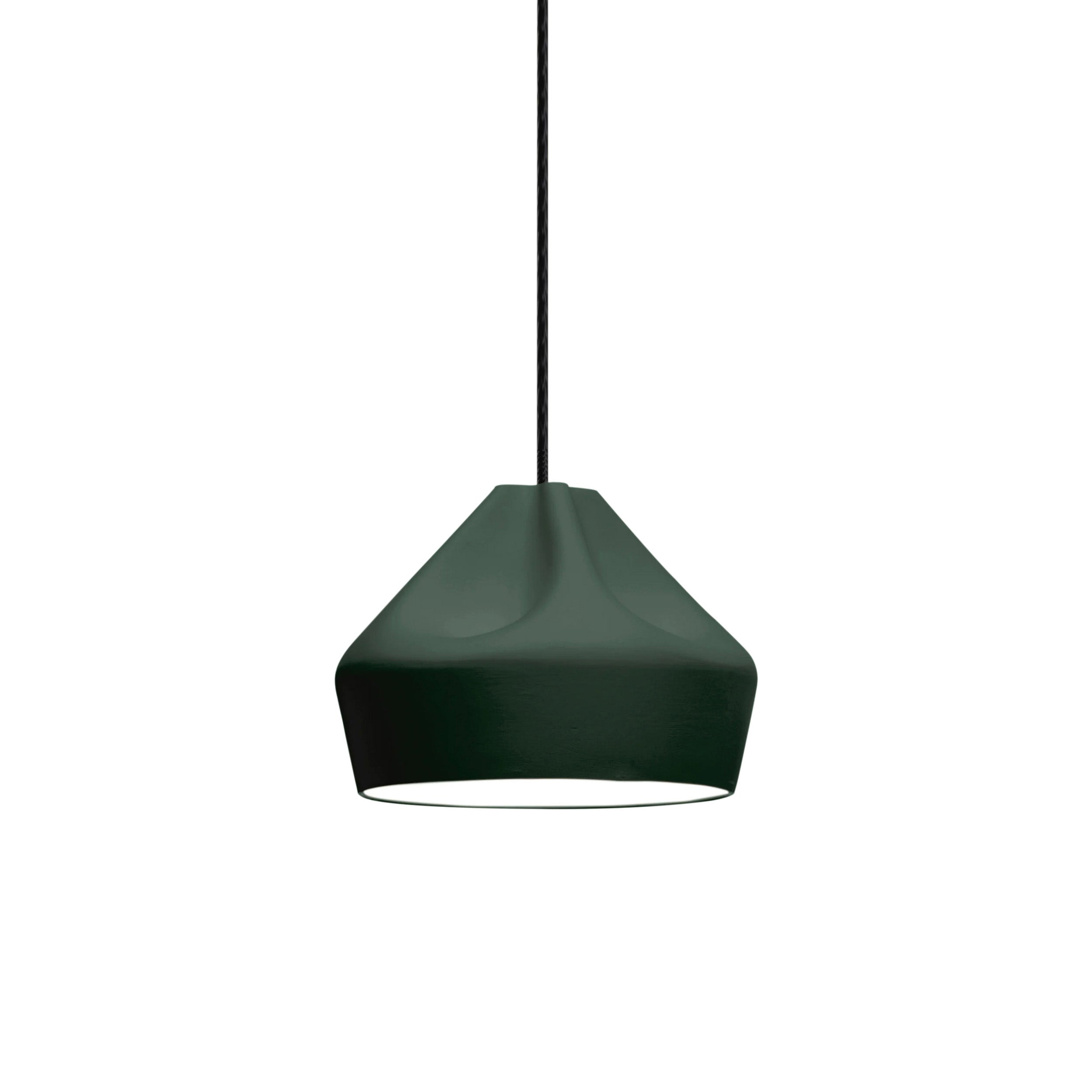 Pleat Box 24 Pendant Light: Dark Green + White