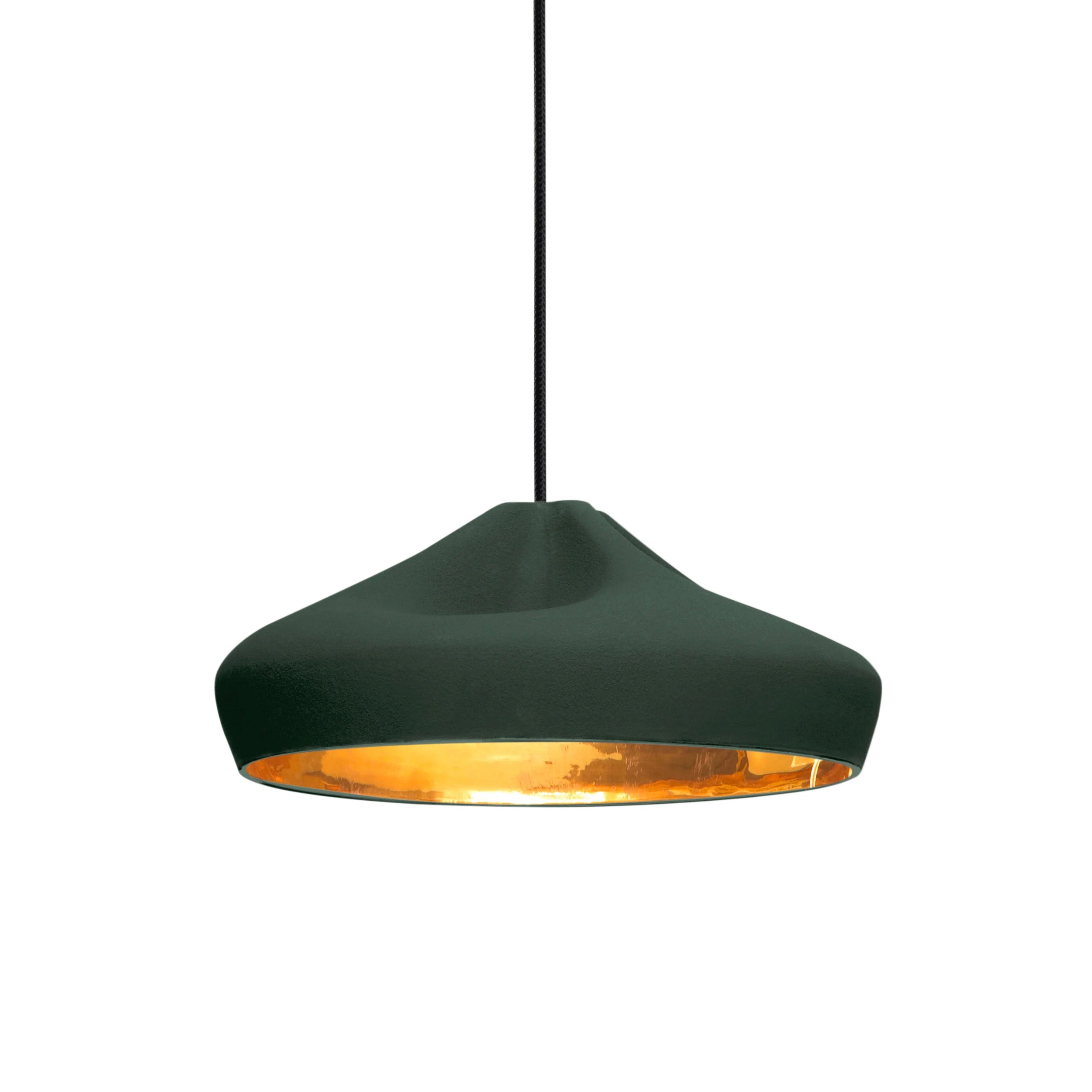 Pleat Box 36 Pendant Light: Dark Green + Gold