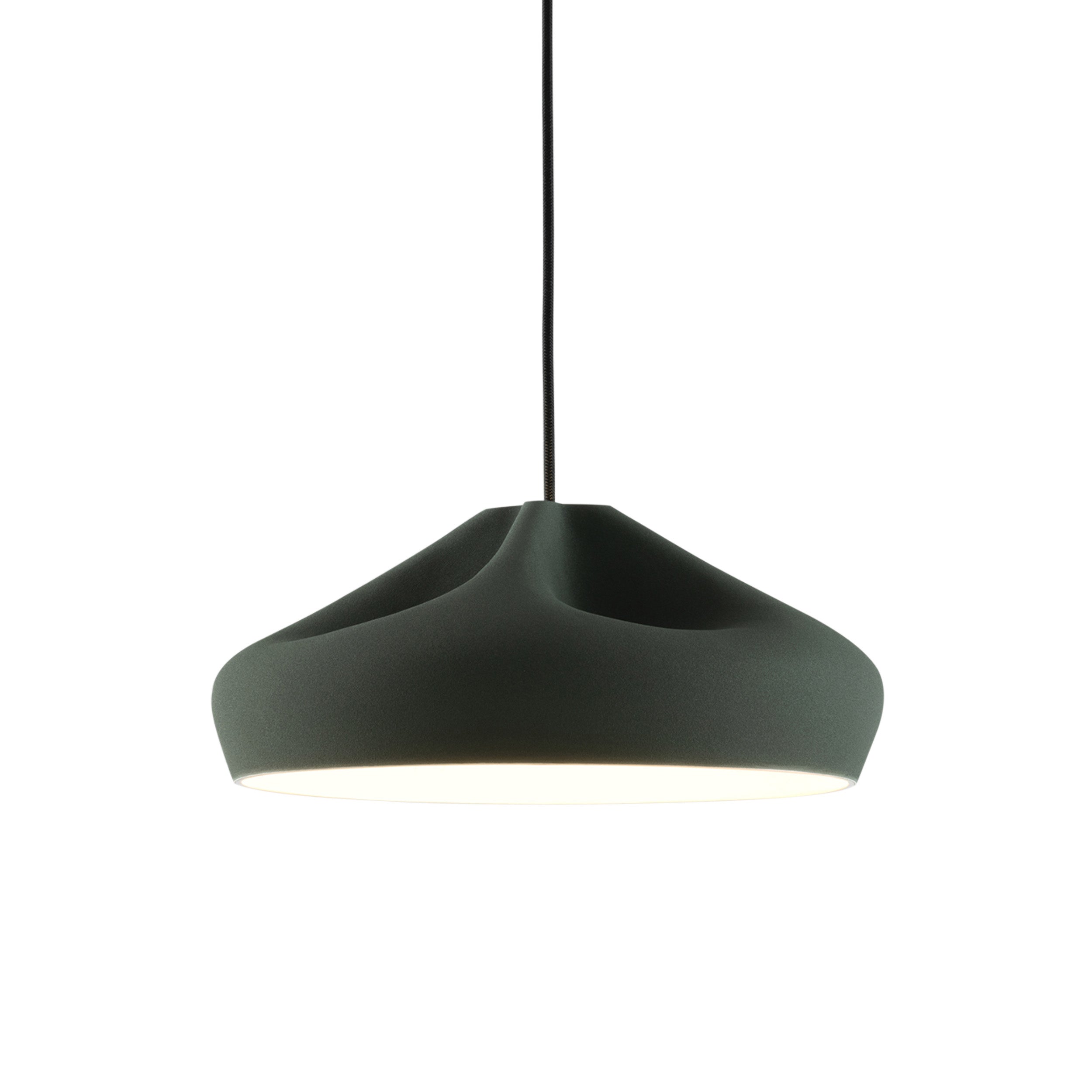Pleat Box 36 Pendant Light: Dark Green + White