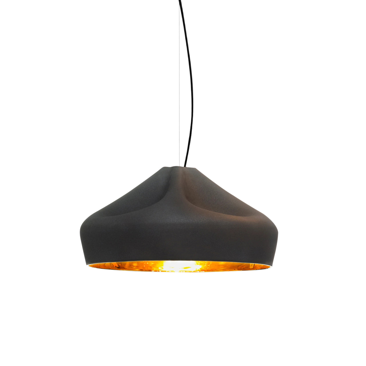 Pleat Box 47 Pendant Light: Black + Gold
