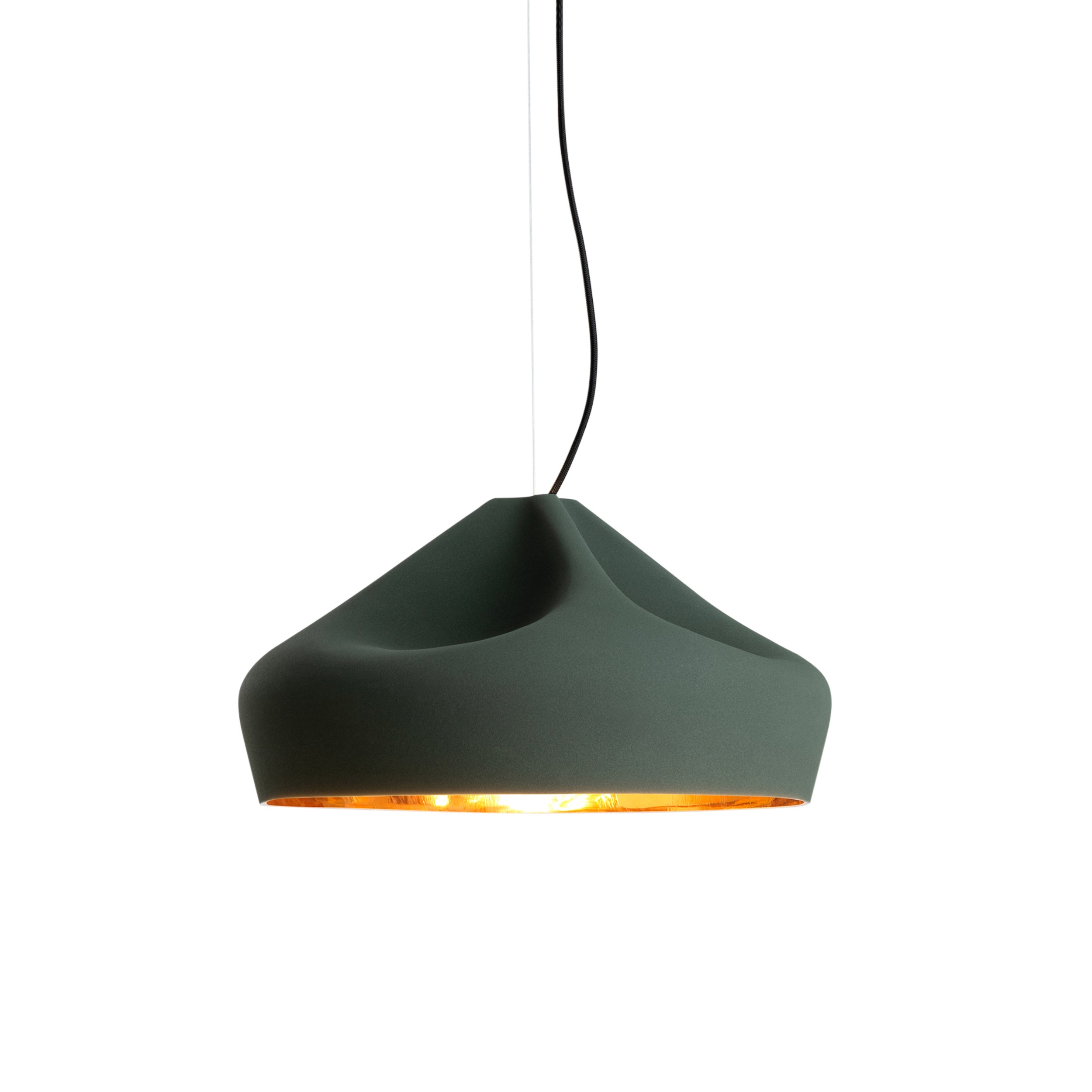 Pleat Box 47 Pendant Light: Dark Green + Gold