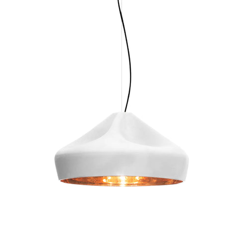 Pleat Box 47 Pendant Light: White + Gold