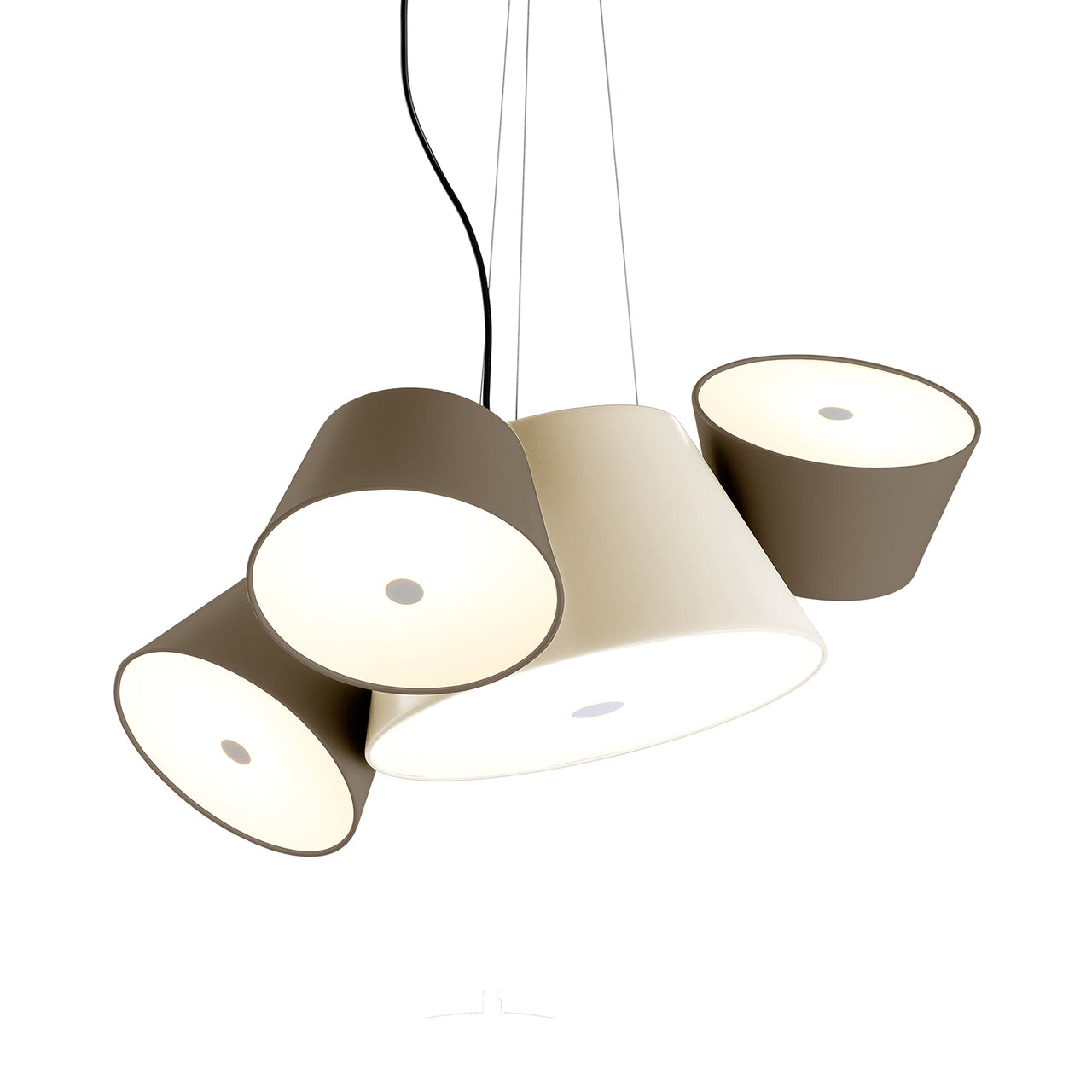 Tam Tam 3 Pendant Light: Off-White + Brown Grey