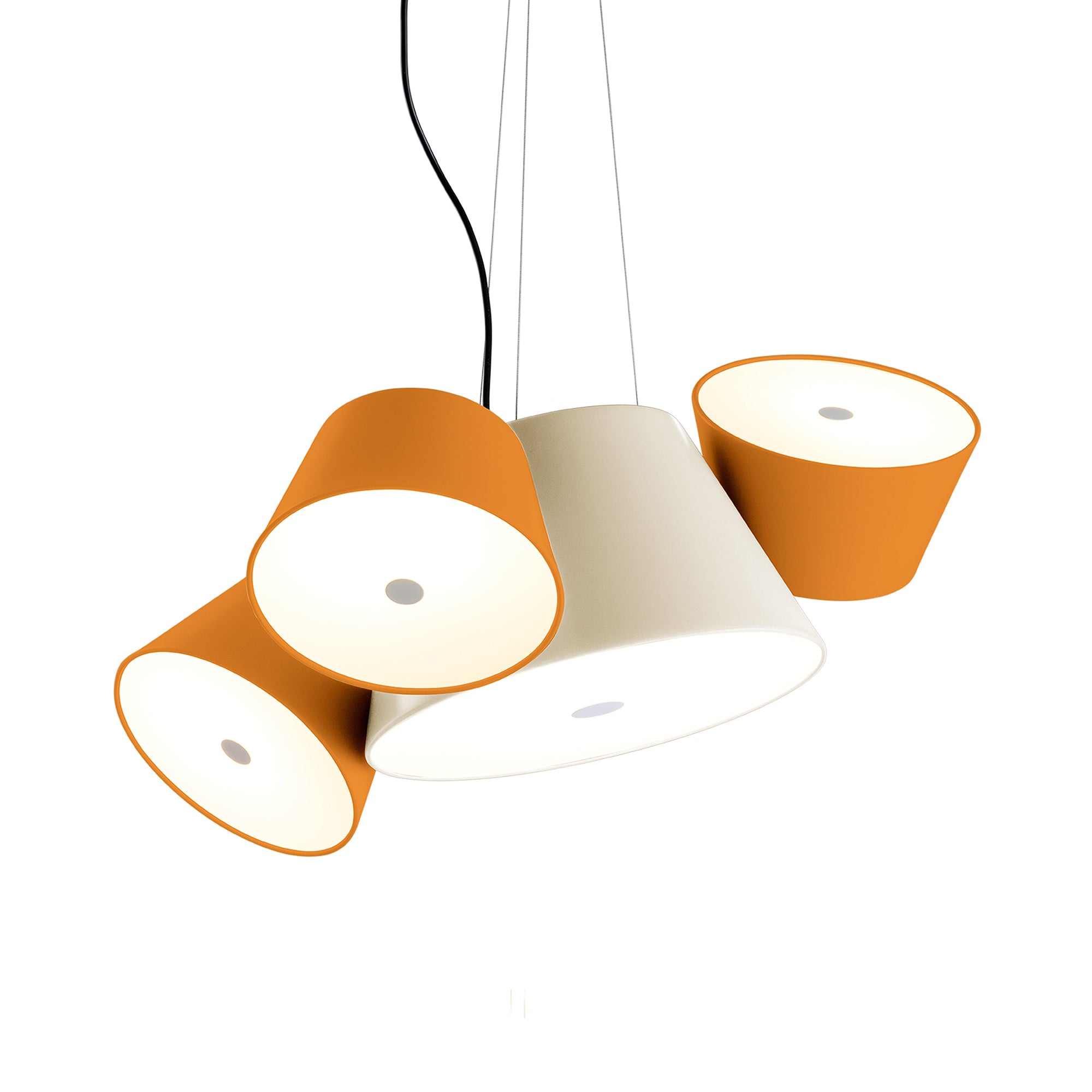 Tam Tam 3 Pendant Light: Off-White + Orange