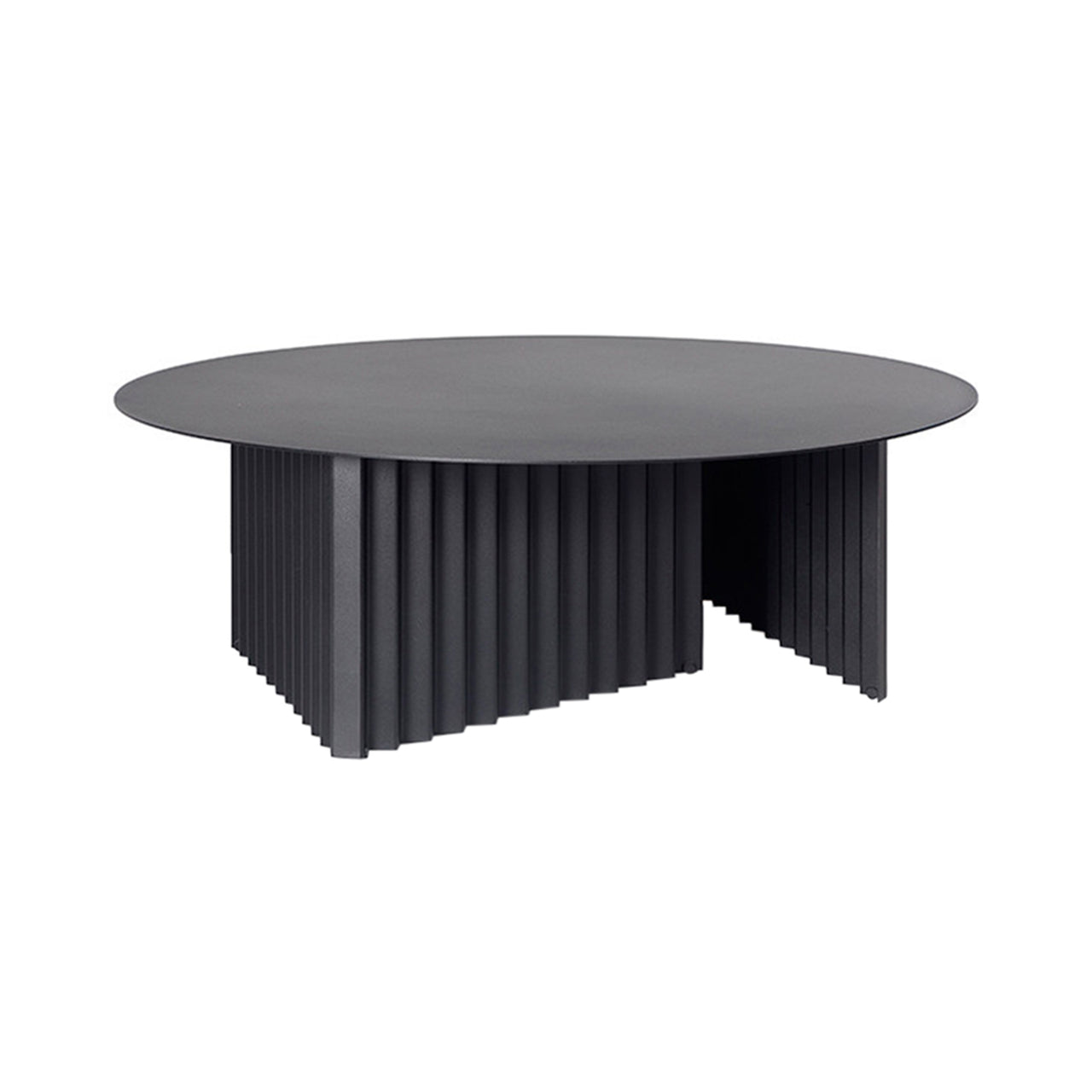 Plec Round Coffee Table: Steel + Large - 35.4