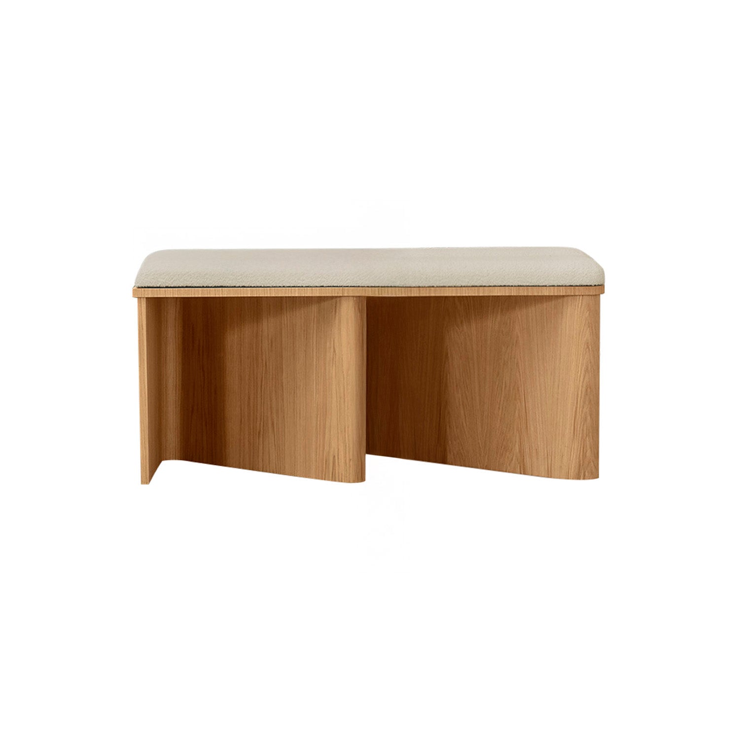 Nami Small Bench: Upholstered + Flamed Oak