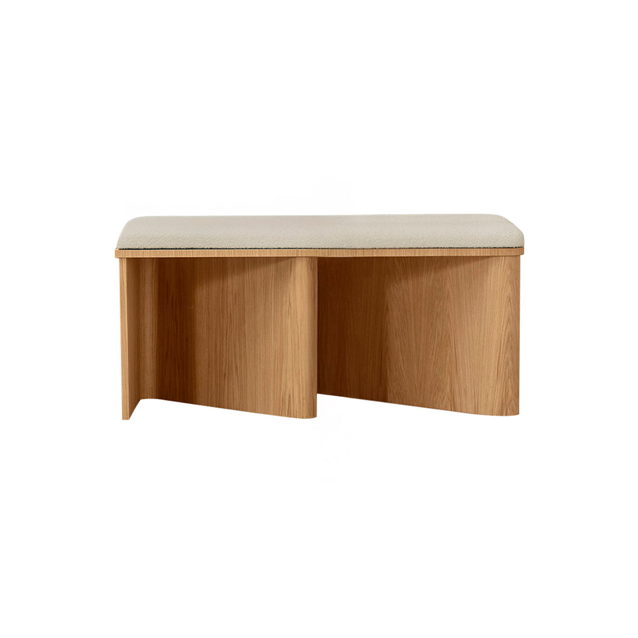 Nami Small Bench: Upholstered + Flamed Oak