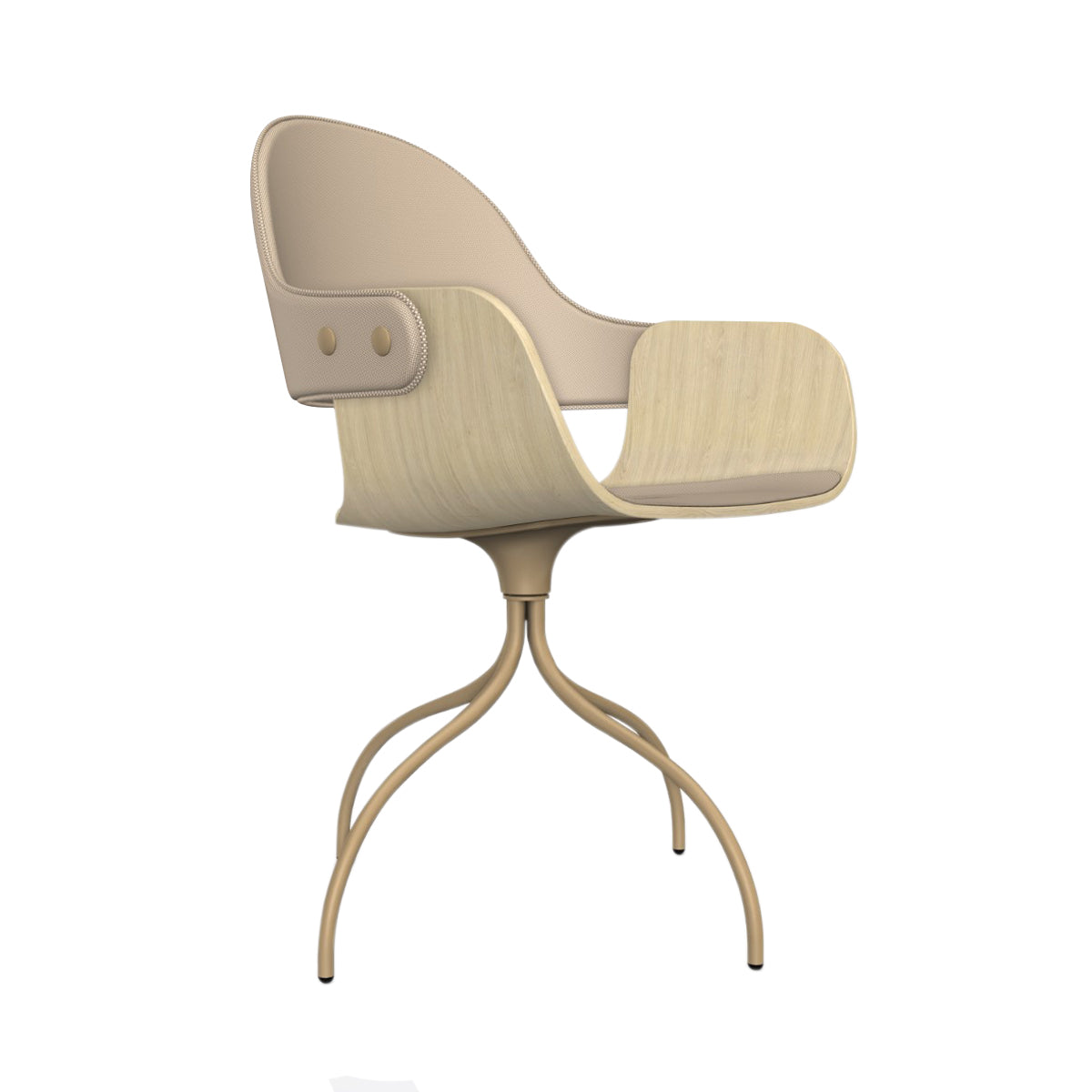 Showtime Nude Chair with Swivel Base: Seat + Backrest Upholstered + Natural Ash + Beige