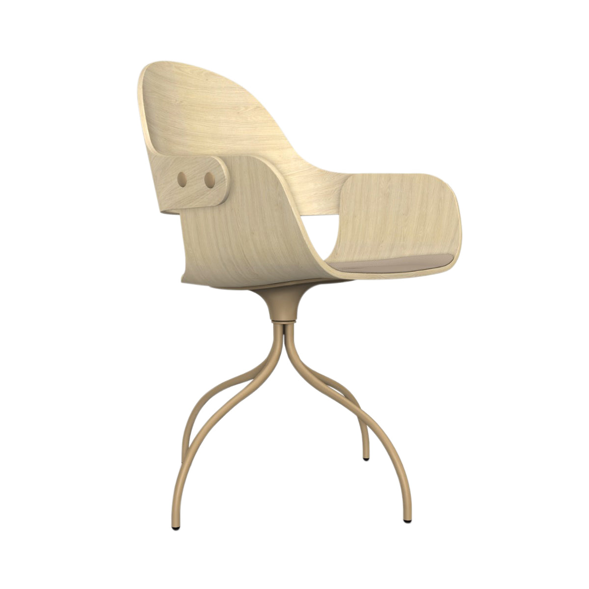 Showtime Nude Chair with Swivel Base: Seat Upholstered + Natural Ash + Beige