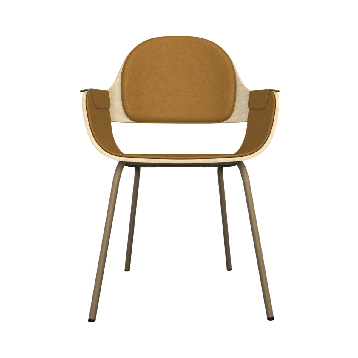 Showtime Nude Chair with Metal Base: Interior Seat + Armrest + Backrest Cushion + Natural Ash + Beige