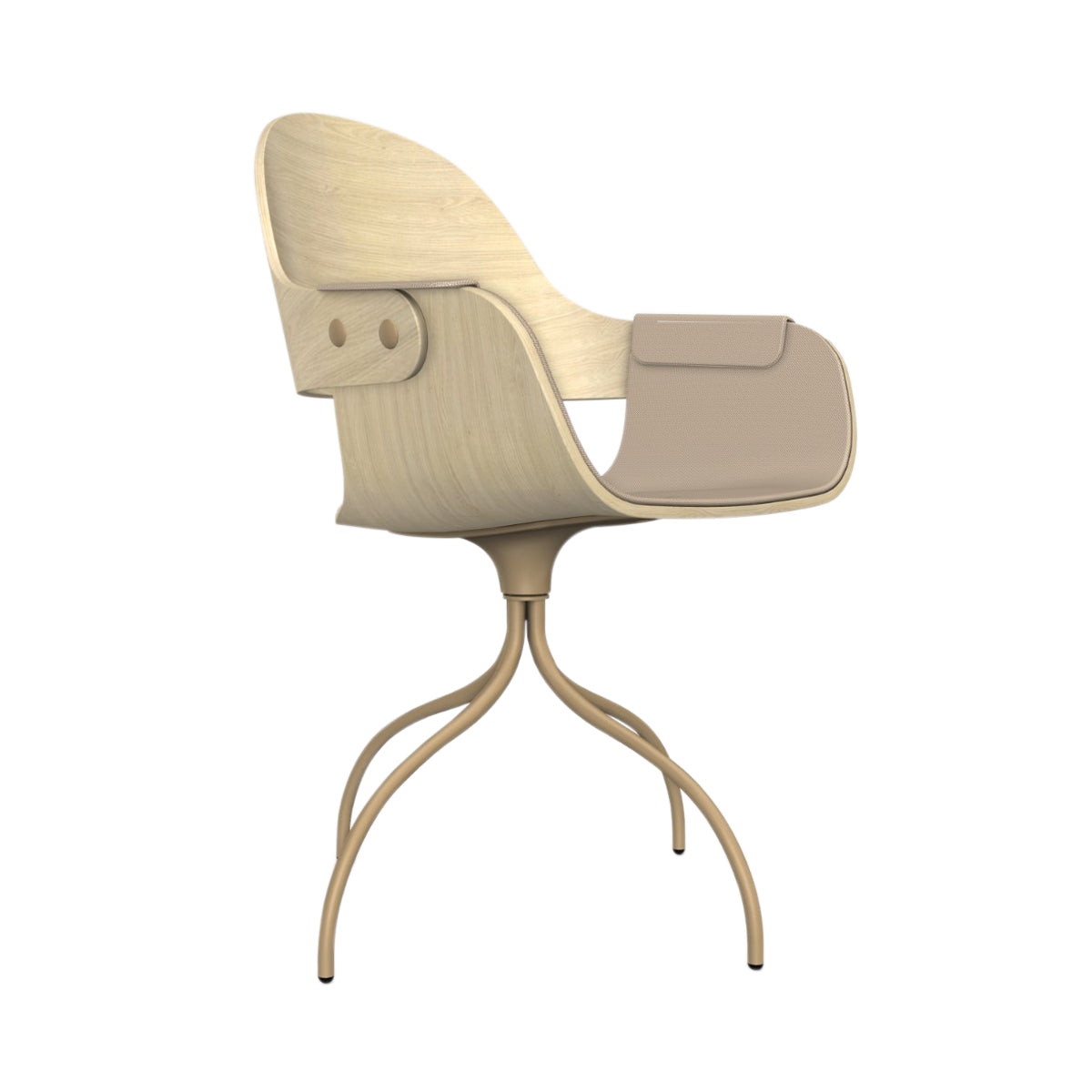 Showtime Nude Chair with Swivel Base: Interior Seat + Armrest Upholstered + Natural Ash + Beige