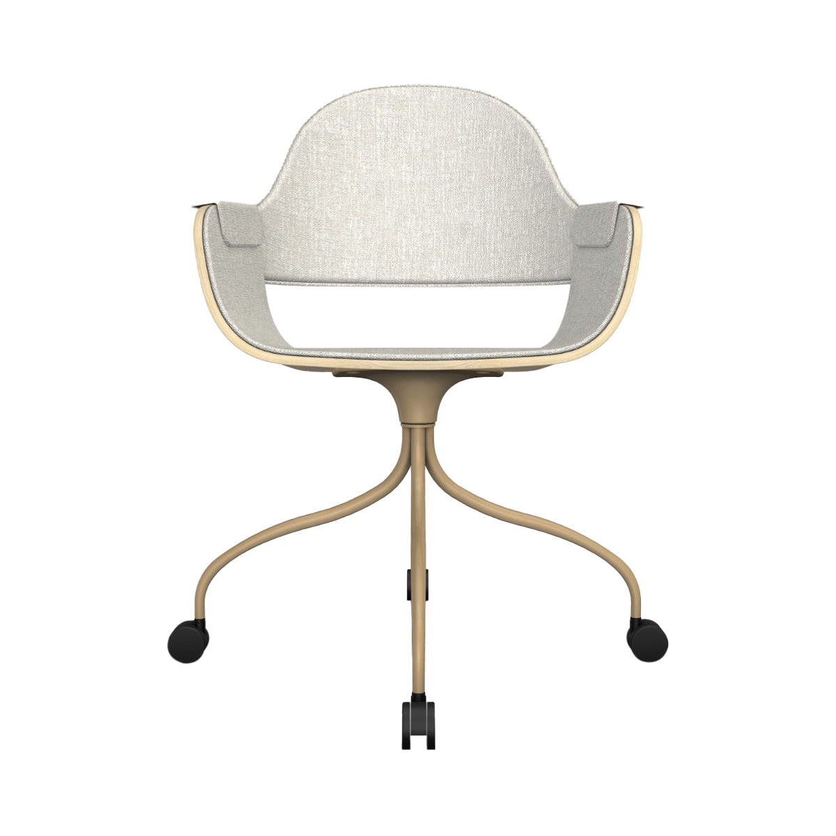 Showtime Nude Chair with Wheel: Full Upholstered + Natural Ash + Beige