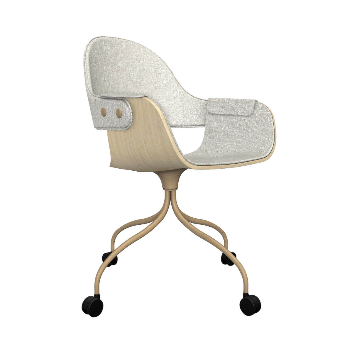 Showtime Nude Chair with Wheel: Full Upholstered + Natural Ash + Beige