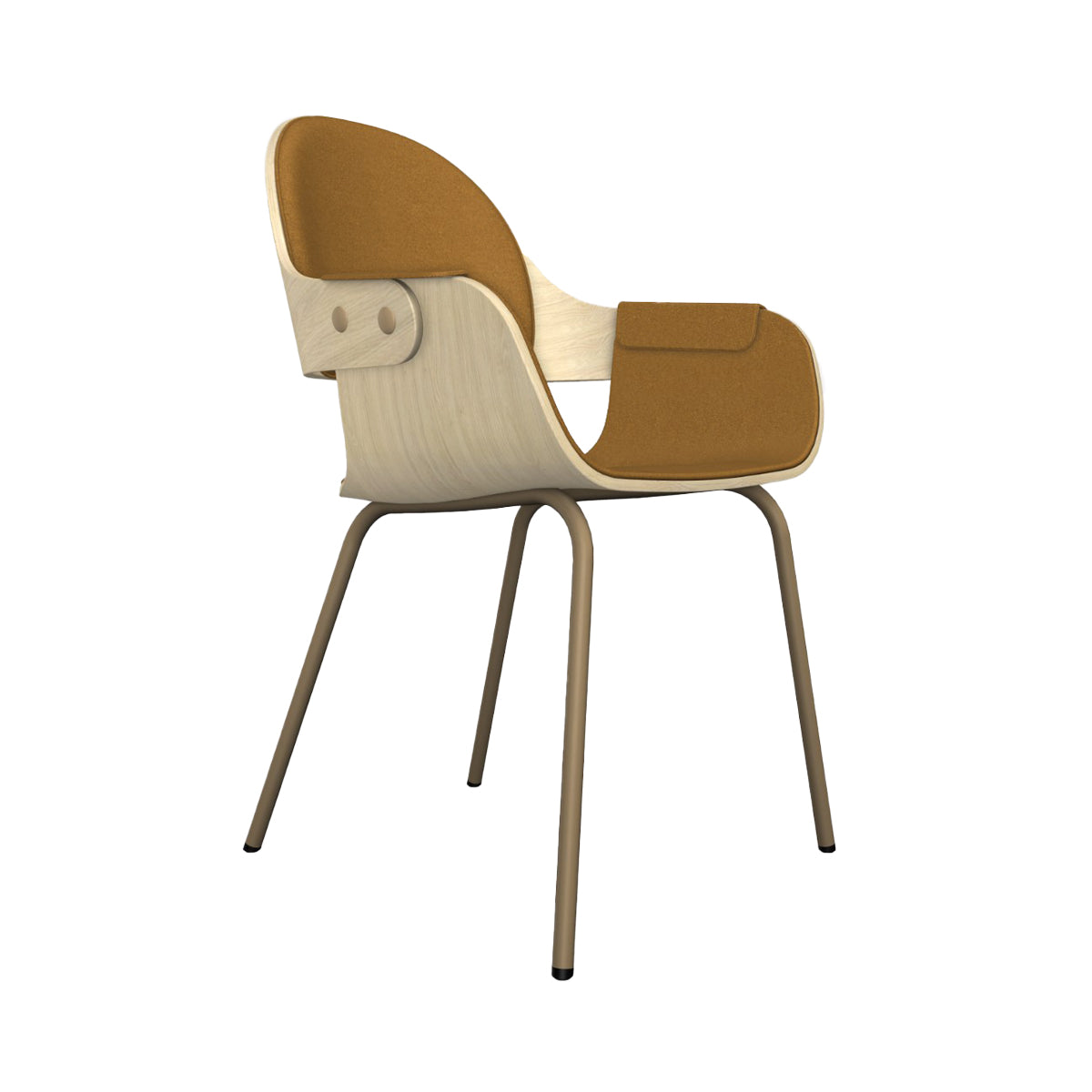 Showtime Nude Chair with Metal Base: Interior Seat + Armrest + Backrest Cushion + Natural Ash + Beige