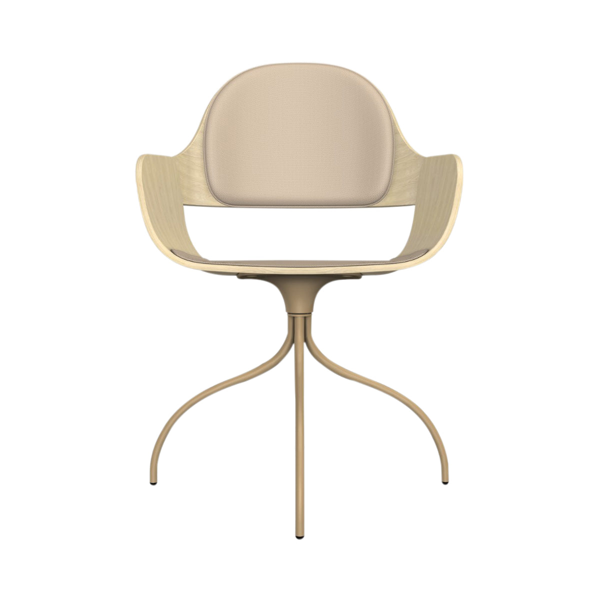 Showtime Nude Chair with Swivel Base: Seat + Backrest Cushion + Natural Ash + Beige