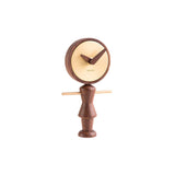 Nena Table Clock: Polished Brass + Walnut